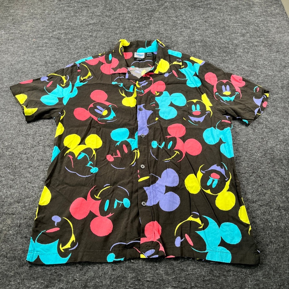 Disney Mickey Allover Print Mens Button Shirt Womens XL Multicolor Vacation